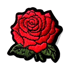 Red Rose Embroidered Iron-On patch 2 x 2 inch