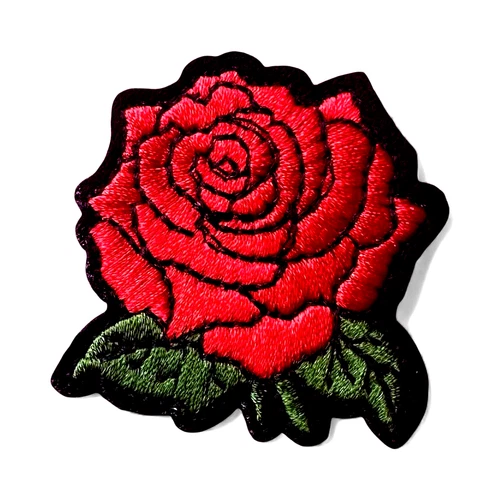 Red Rose Embroidered Iron-On patch 2 x 2 inch FREE SHIPPING