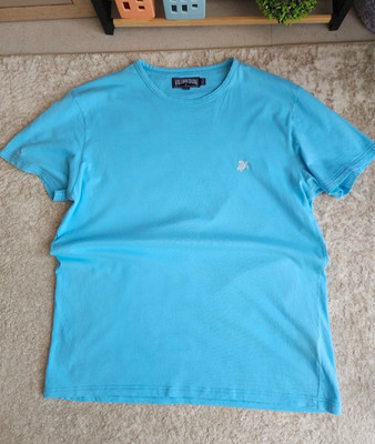 Vilebrequin Blue Cotton T-Shirt XXL Embroidered Turtle Logo Made in Bulgaria
