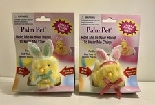 Dan Dee Palm Pet Easter Chicks With Pink  Blue Bunny Ears Set Of 2 