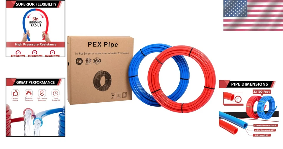 Reliable 1/2 Inch NSF Certified PEX-B Tubing, 200 ft with Pipe Cutter Included - Image 2 of 4