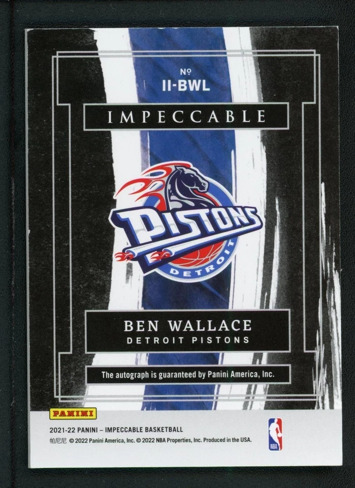 2021-22 BEN WALLACE 10/49 AUTO PANINI IMPECCABLE IMMORTAL INK AUTOGRAPHS - Image 2 of 2