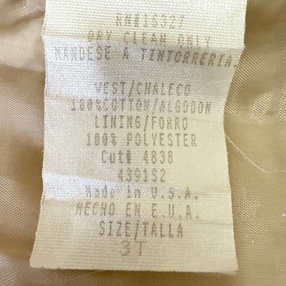 VTG Boys Suit Vest Size 3T Tan/Gray Cotton Safari Animal Print Button Down USA - Image 3 of 4