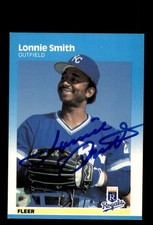 Signed Baseball Card Auto Lonnie Smith 1987 Fleer #381 Kansas City Royals