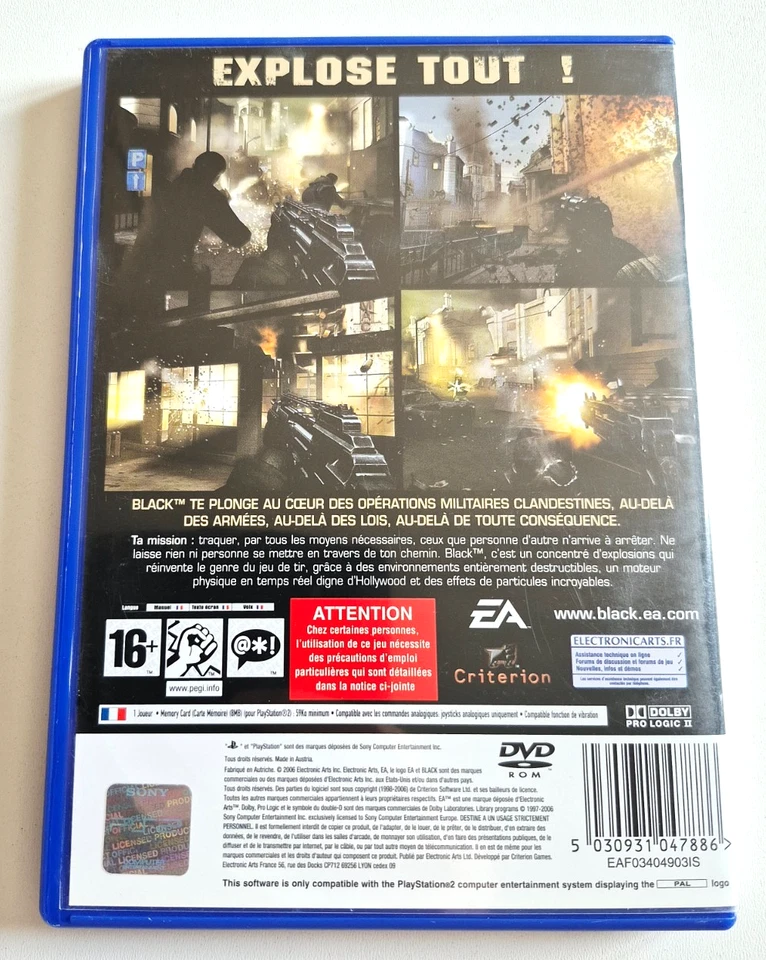 🇫🇷 Black - PlayStation 2 PS2 - PAL FR - Complet - Photo 4/4