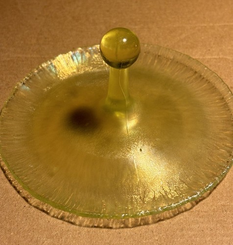 Vintage Vaseline Stretch Glass Lemon Tray 5” Across - Picture 2 of 3