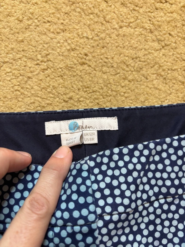 Boden Blue Polka Dot Richmond Cropped Twill Chino Ankle Pants Womens 8R x 26.5" - Image 3 of 4