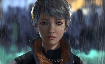Anime wlop girls video games detroit become human kara CCG Gaming Mat Desk