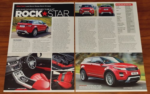 LAND ROVER 2012 RANGE ROVER EVOQUE MAGAZINE PRINT ARTICLE MOTOR TREND FIRST TEST - Afbeelding 1 van 4