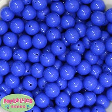 14mm Royal Blue Acrylic Solid Bubblegum Beads Lot 20 pc. chunky gumball