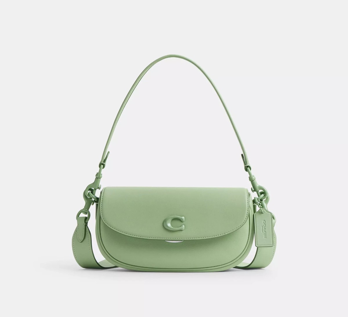 COACH / ショルダーバッグ/レザー/クリーム/EMMY エミーサドル/CR666/使用感 NWT Coach Emmy Saddle Bag 23 CR666 Silver/Pale Pistachio | eBay
