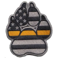 American Flag Black K9 Paw with Orange Line