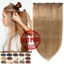 Real 100% Remy Clip in Human Hair Extensions One Piece Weft 3/4 Full Head THICK