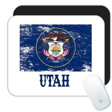 Utah : Gift Mousepad Flag Distressed Souvenir State USA Christmas Coworker