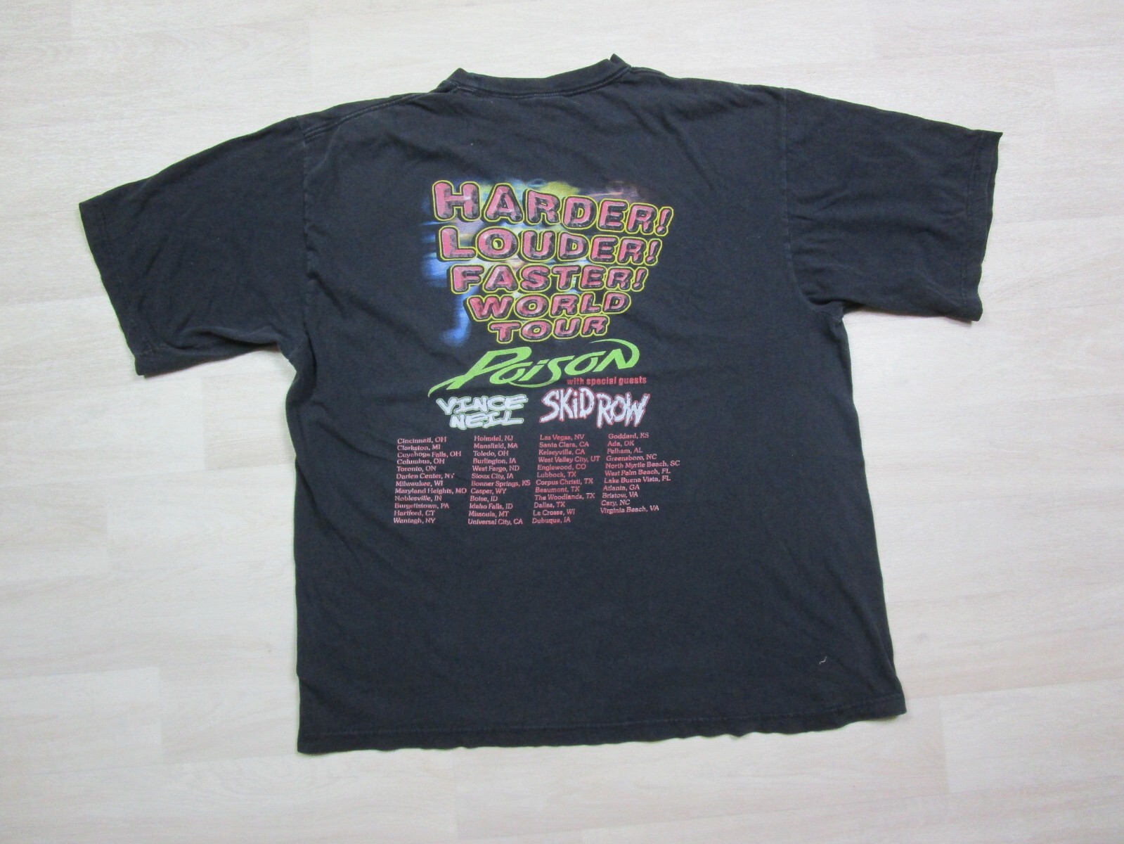 T shirt vintage Y2K Poison Tour (XL) concerto più duro più forte con fila di scivoli