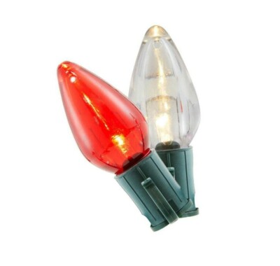 Home Accents 25-Light LED RED & WHITE C9 Super Bright Christmas 16' String Light