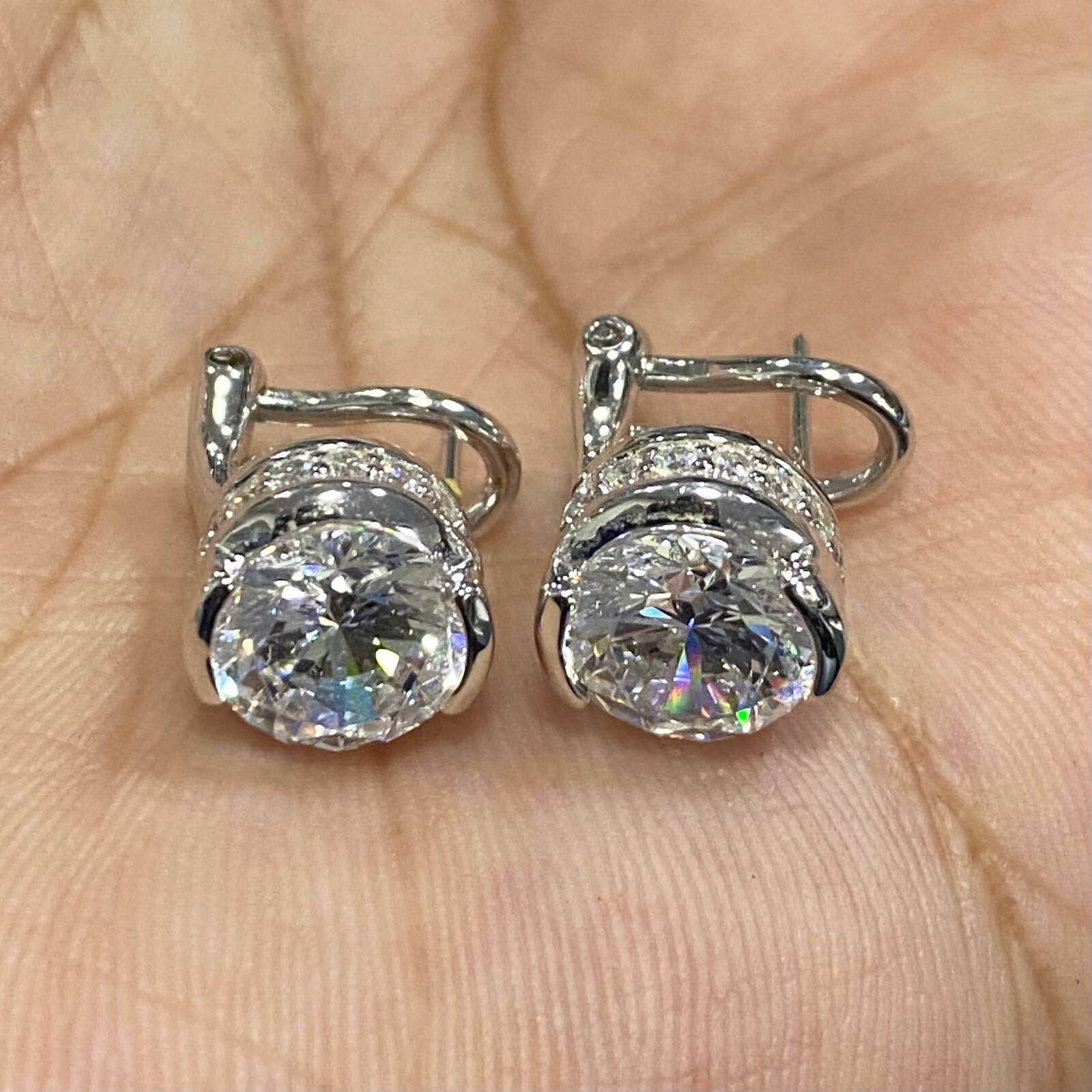 QVC TOVA for Diamonique 4.00 cttw Stud Earrings, Sterling Preowned