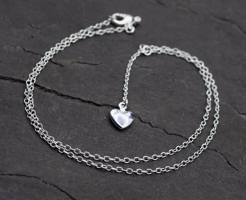 925 Sterling Silber Halskette Herz Anhänger Kette Liebe Geschenk Silberkette - Bild 2 von 4