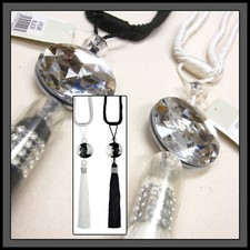 2 Sunflex Bolero Curtain Tiebacks Tie backs Ivory White & Black Modern Cord Ties