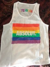 Absolut Vodka - Mesh Tank Top - Shirt - Men's Medium - Rainbow Pride...NEW