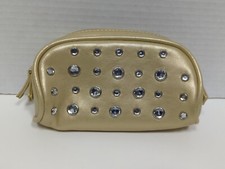 Vintage Cookies Lee Jewelry Make Up Coin Purse Bag Gold Rhinestone 6.5" Wide