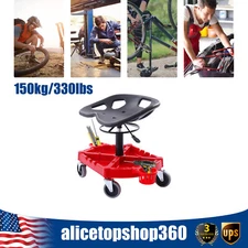 Adjustable Garage Shop Stool Rolling Work Stool Mechanic Work Seat With Casters