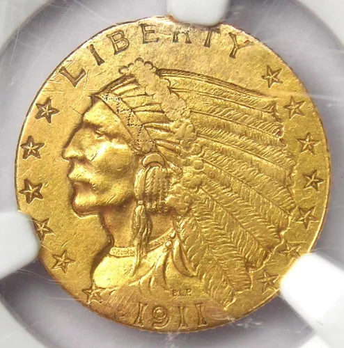 1911-D Indian Gold Quarter Eagle $2.50 Coin - Certified NGC AU Detail - Key Date
