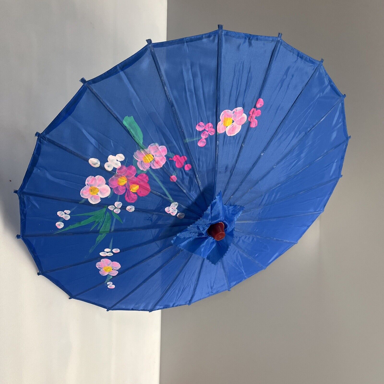 Vintage Parasol Umbrella Hand Painted Flowers 32"… - image 1
