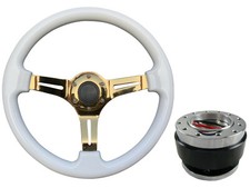 White Gold TS Steering Wheel + Quick Release boss B29 for HONDA