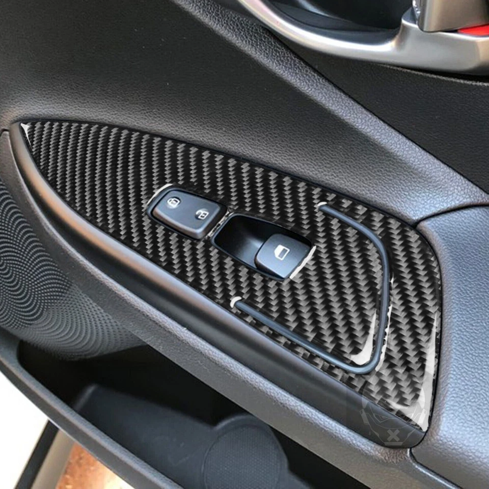Cubierta de control de puerta delantera interior de fibra de carbono 3 piezas para Hyundai Veloster Foto 4 de 4