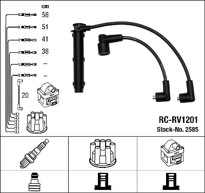 2585 NGK Ignition Cable Kit for LAND ROVER