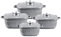 KlöNberg 8-Tlg Antihaft-Topfset Mit Deckel,Bratpfanne,Induktion KB3958 Grau