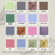 16 Colors CARLY Mini Checkered 1/4 Inch Gingham Poly Cotton Fabric