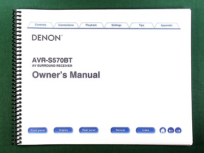 Denon AVR-S570BT Instruction Manual: Full Color 147 Pages & Protective Covers!