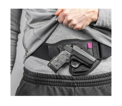 Black Nylon Hip Holster For Glock 42 .380 – Built-in Extra Magazine Pouch, Ambidextrous Belt Clip