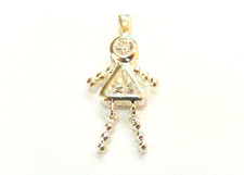 Clear CZ April Sterling Silver Birthstone Baby Girl Pendant / Charm