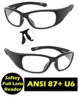 Safety Reading Glasses Wrap Around Clear Full Lens  ANSI Z87+ U6 +1.00~ +3.00