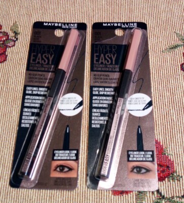 Lot of 2 Maybelline New York Hyper Easy No Slip Pencil Eyeliner Makeup Black 001