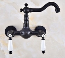 Black Oil Rubbed Brass Kitchen Faucet Bathroom Sink Mixer Tap Wall Mount fnf858