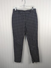 Brooks Brothers Blue White Geometric Natalie Fit Trouser Dress Pants 6