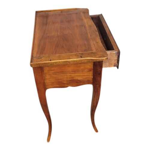 Antique 1920s French Country Walnut Side Table Nightstand with Drawer - Picture 3 of 8