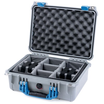 Silver & Blue Pelican 1450 case.  Comes with padded dividers.