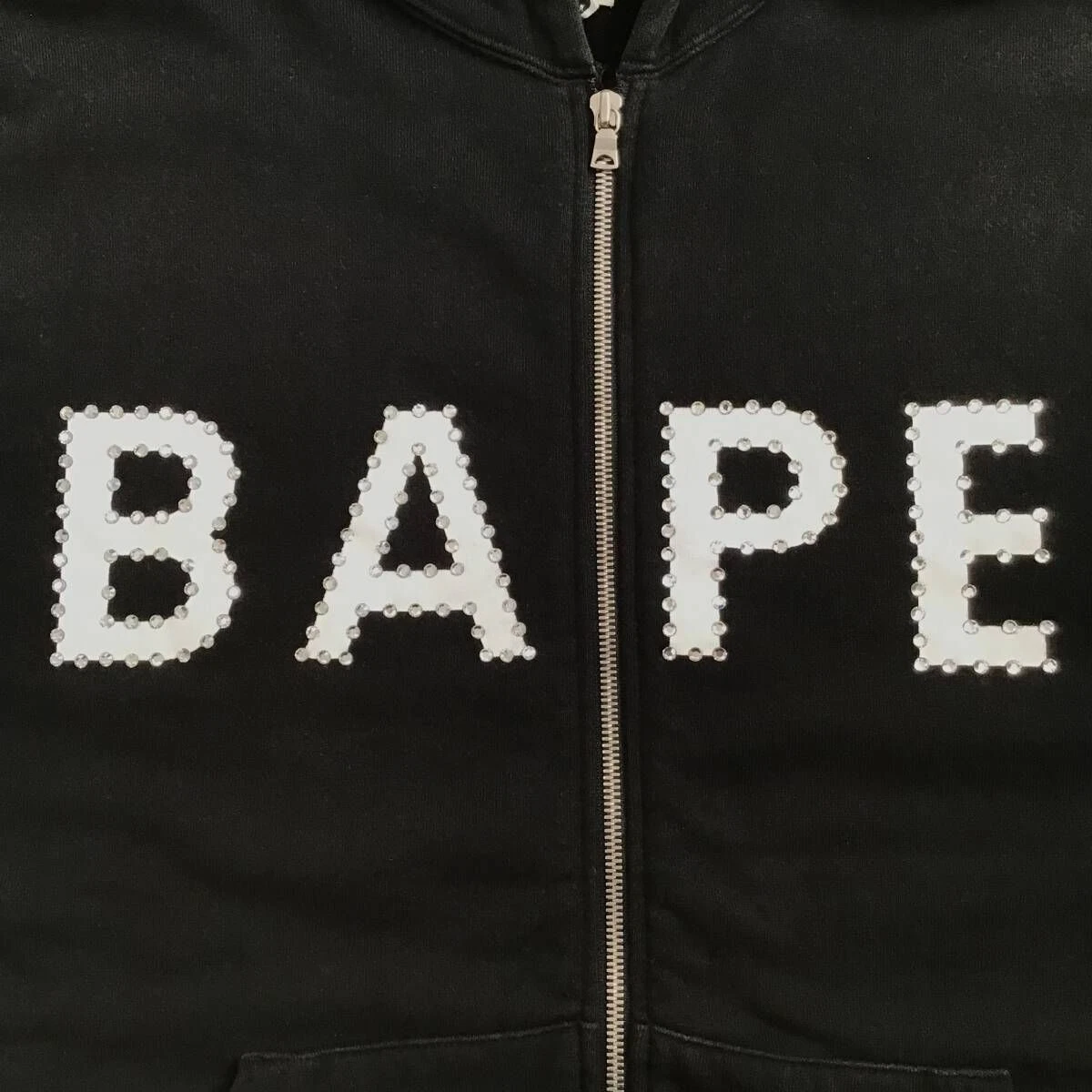A BATHING APE (BAPE) BAPE Swarovski felpa zip gilet una scimmia da bagno NIGO nero taglia L usatoy