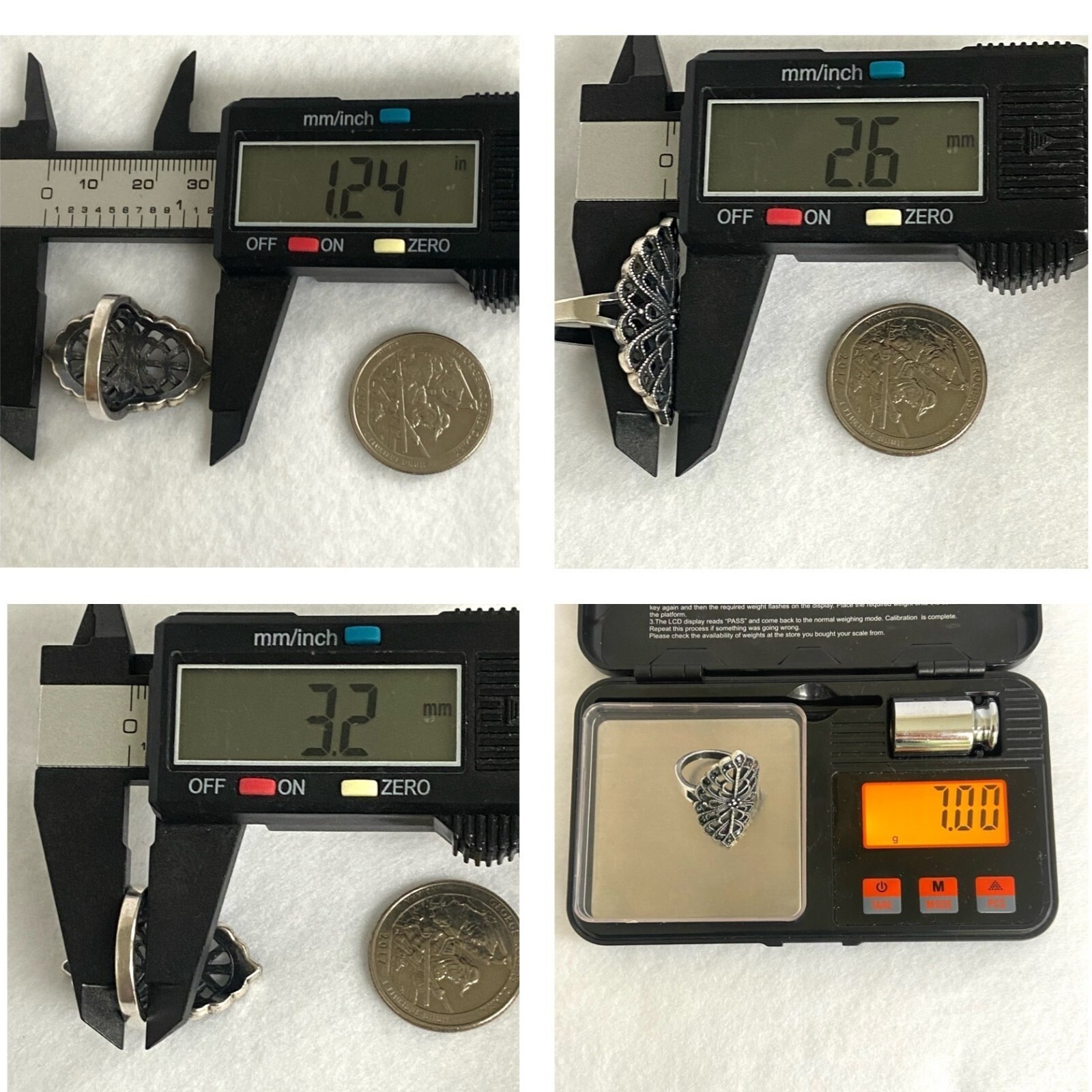 Sterling Silver 925 Openwork Scrollwork Wide Blac… - image 10