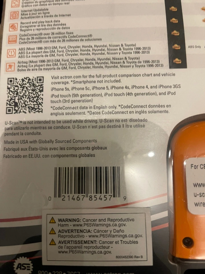 Actron CP9600 U-Scan OBD II lector de códigos (teléfono inteligente) inalámbrico diagnóstico de vehículos Foto 3 de 3