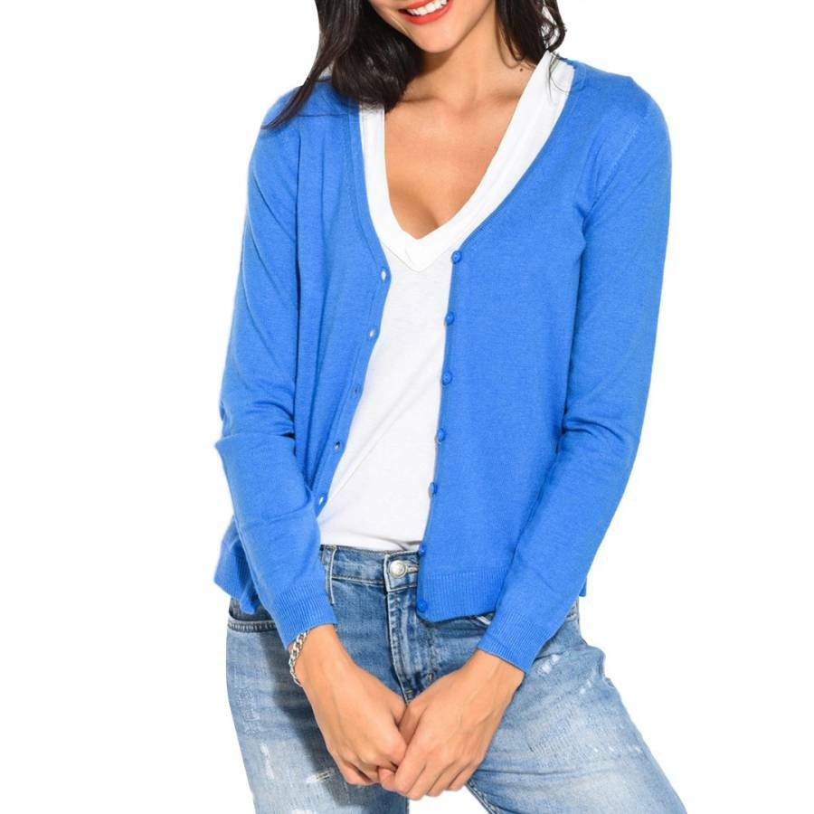 cashmere silk blend CARDIGAN William de Faye supersoftblue V neck eu38 uk10  bnwt