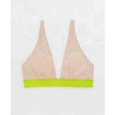 NWT AERIE SMOOTHEZ MESH PLUNGE BRALETTE WOMEN  S SZ M 8-10 SAND