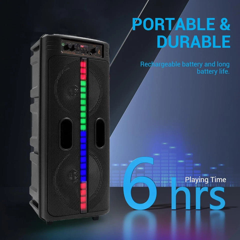 Altavoz Bluetooth Portátil 6000W Doble Subwoofer Sistema de Sonido de Bajos Pesados Fiesta Foto 2 de 4