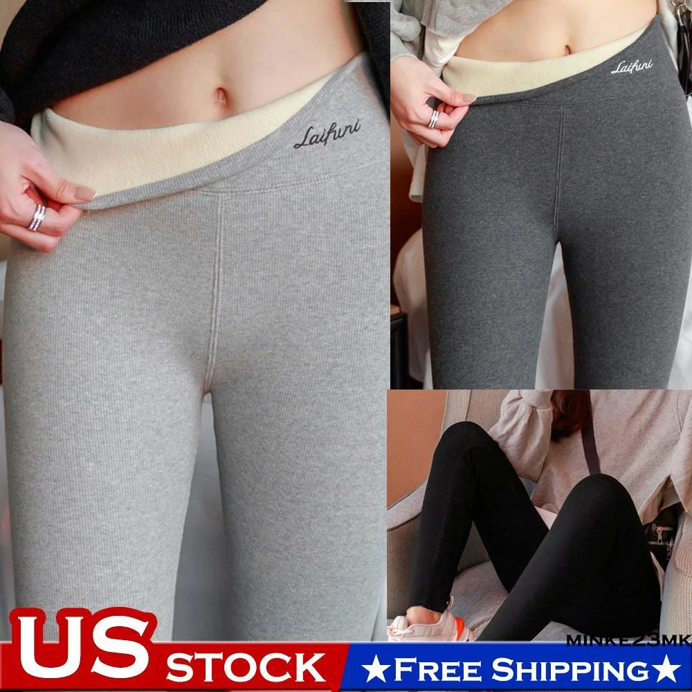 Women Winter Warm Fleeced Leggings with Skirt 1 Piece Pants Thermal Tight  Pant