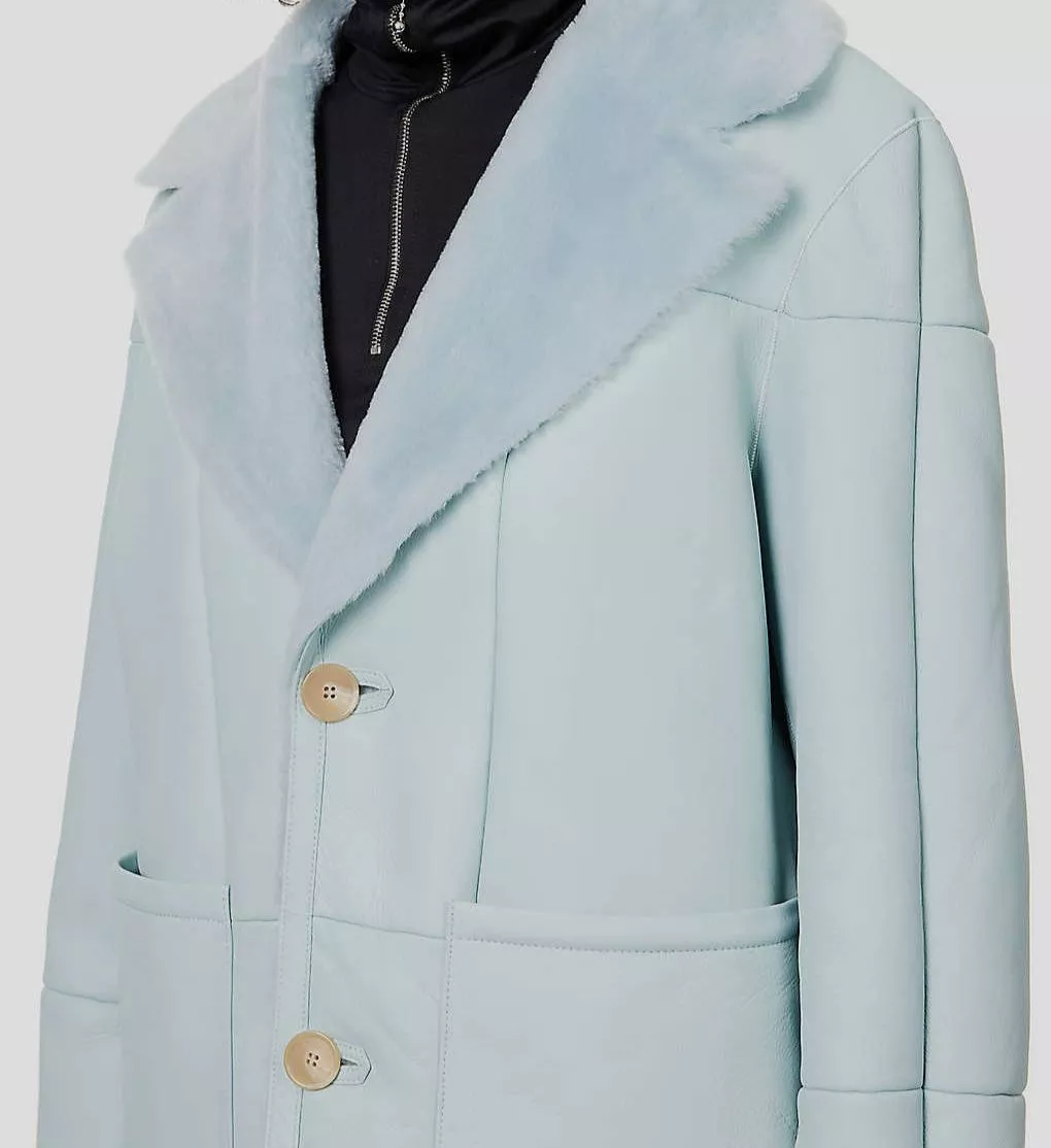 3114 Anne Vest Women s Blue Birka Reversible Shearling Coat Size IT 42 US 6